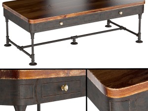 the post rustic iron 2-drawer mango wood coffee ta 3D Model