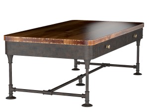 the post rustic iron 2-drawer mango wood coffee ta Modelo 3D