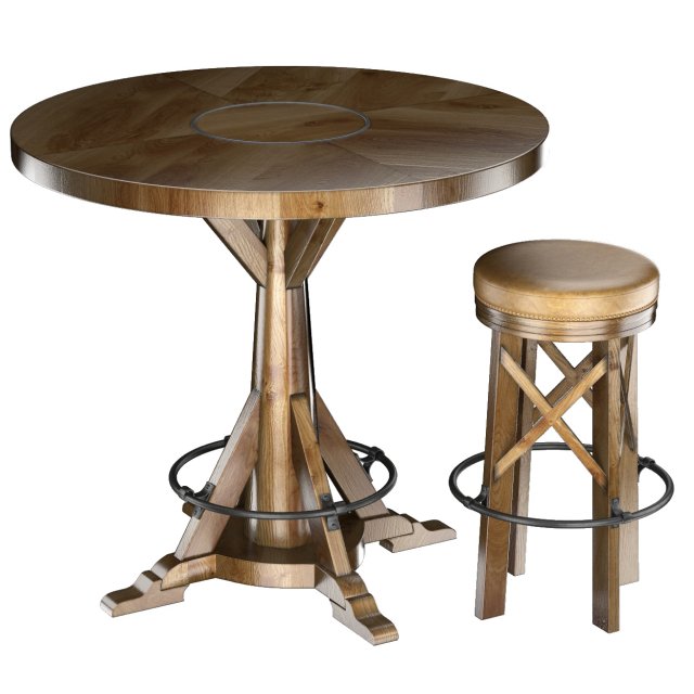huntingdon collection table and bar stool 3D Модель .c4d .max .obj .3ds .fbx .stl .blend 