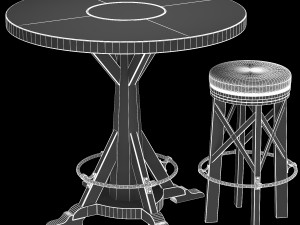 huntingdon collection table and bar stool 3D Модель