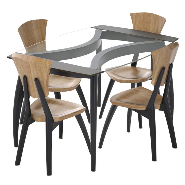 lily custom glass top dining table 3D 模型 .c4d .max .obj .3ds .fbx .stl .blend 