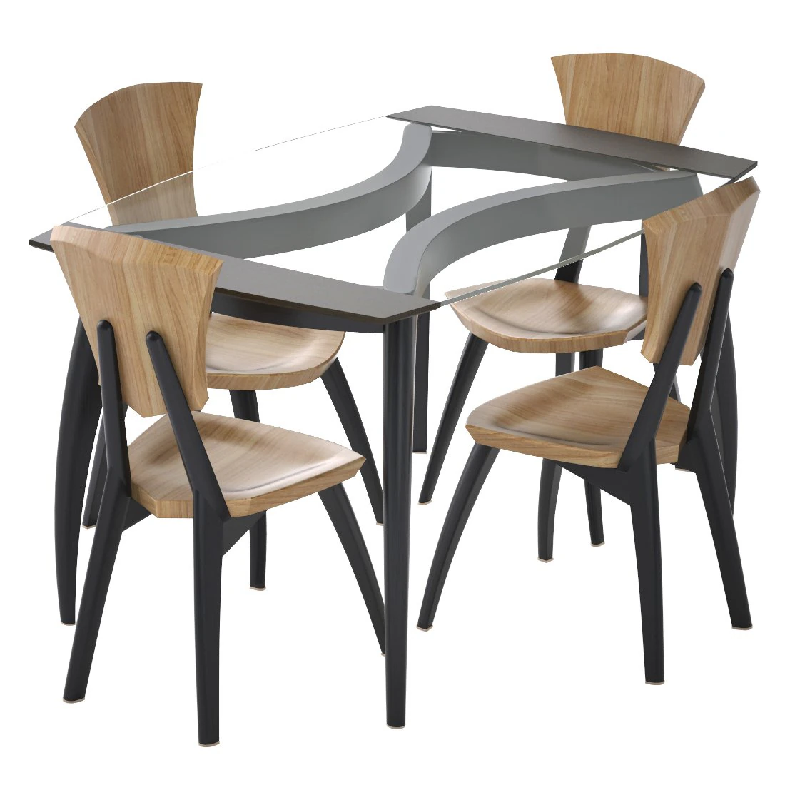 lily custom glass top dining table 3D Model .c4d .max .obj .3ds .fbx .stl .blend 