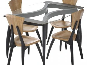 लिली कस्टम ग्लास टॉप डाइनिंग टेबल 3D मॉडल