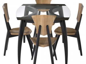 lily custom glass top dining table 3D 模型