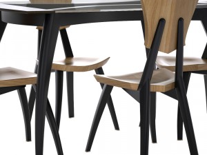 lily custom glass top dining table 3D 模型