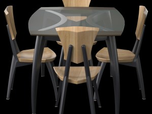 lily custom glass top dining table 3D 模型