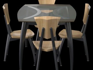 lily custom glass top dining table 3D Model