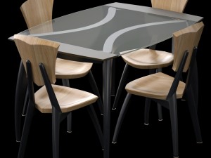 lily custom glass top dining table 3D 模型