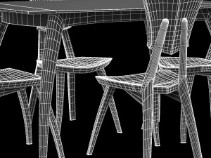 lily custom glass top dining table 3D 模型