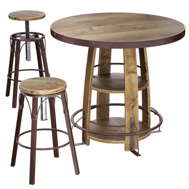 bayshore pub table set Modèle 3D .c4d .max .obj .3ds .fbx .stl .blend 