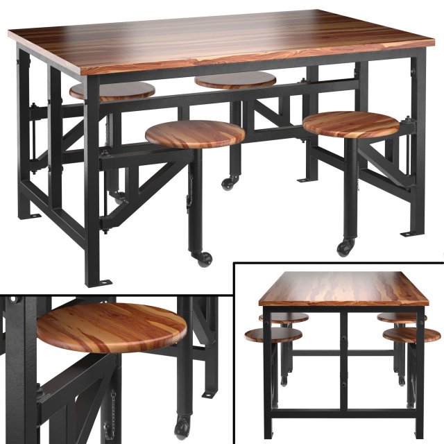 space table with bar stools Model 3D .c4d .max .obj .3ds .fbx .stl .blend 