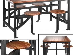 space table with bar stools 3D Model
