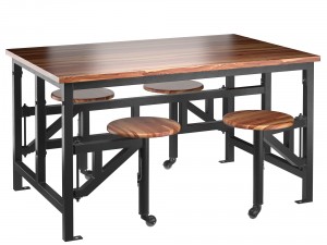 space table with bar stools Model 3D