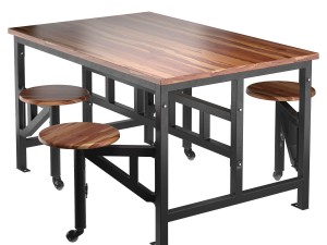 space table with bar stools Model 3D