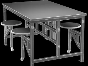 space table with bar stools 3D Model