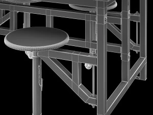 space table with bar stools 3D Model