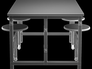 space table with bar stools Model 3D