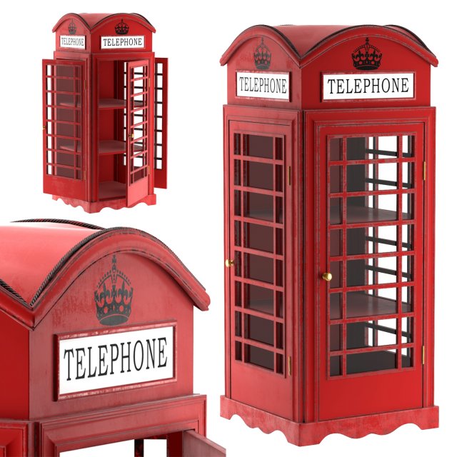 showcase london telephone box Modelo 3D .c4d .max .obj .3ds .fbx .stl .blend 
