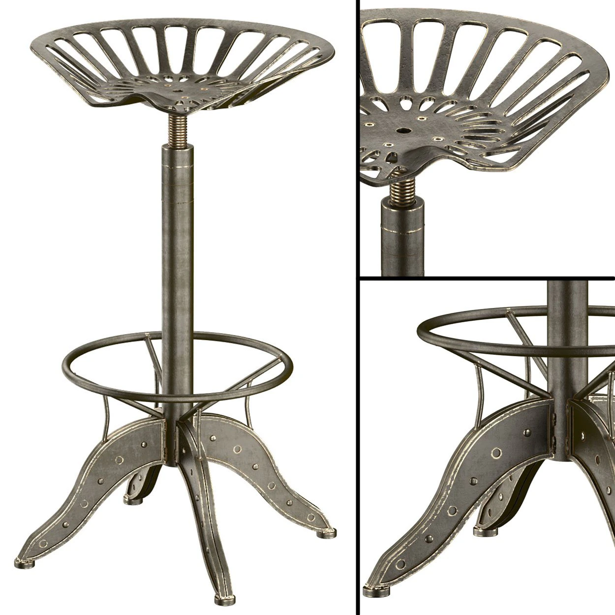 tractor seat barstool 3D Model .c4d .max .obj .3ds .fbx .stl .blend 