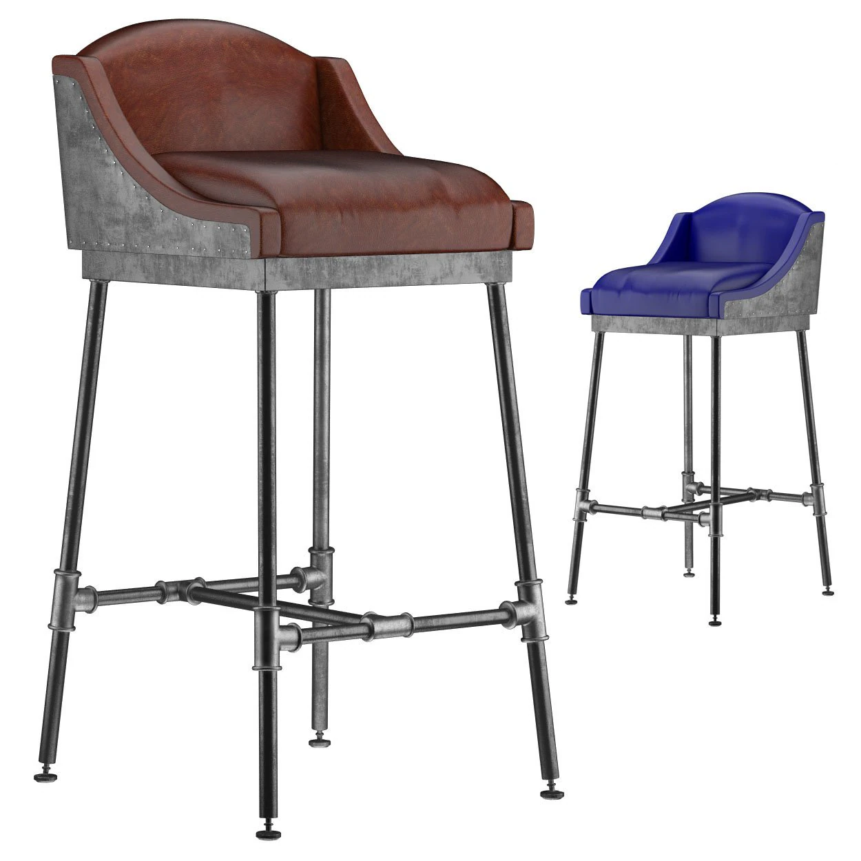 iron scaffold bar stool 6 colors 3D Model .c4d .max .obj .3ds .fbx .stl .blend 