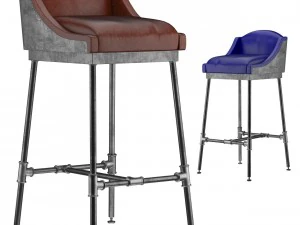 Stołek barowy z rusztowaniem żelaznym w 6 kolorach Model 3D