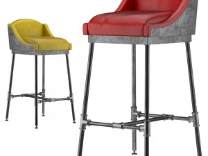 iron scaffold bar stool 6 colors 3D Model