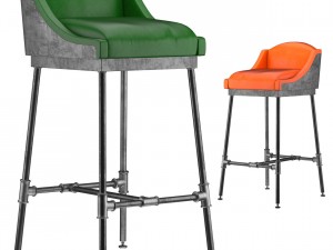 iron scaffold bar stool 6 colors 3D Model
