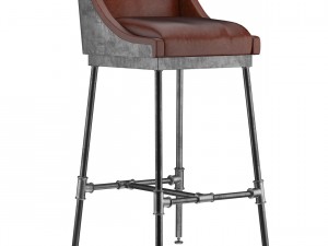 iron scaffold bar stool 6 colors 3D Model