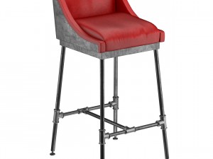 iron scaffold bar stool 6 colors 3D Model