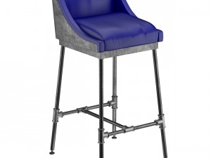 iron scaffold bar stool 6 colors 3D Model