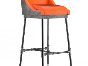 iron scaffold bar stool 6 colors 3D Model