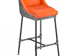 iron scaffold bar stool 6 colors 3D Model