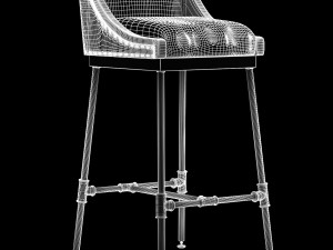 iron scaffold bar stool 6 colors 3D Model