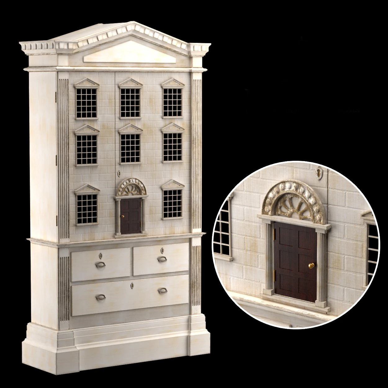 dolls house cabinet 3D Model .c4d .max .obj .3ds .fbx .stl .blend 