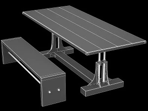 post industrial table and bench 3D Model