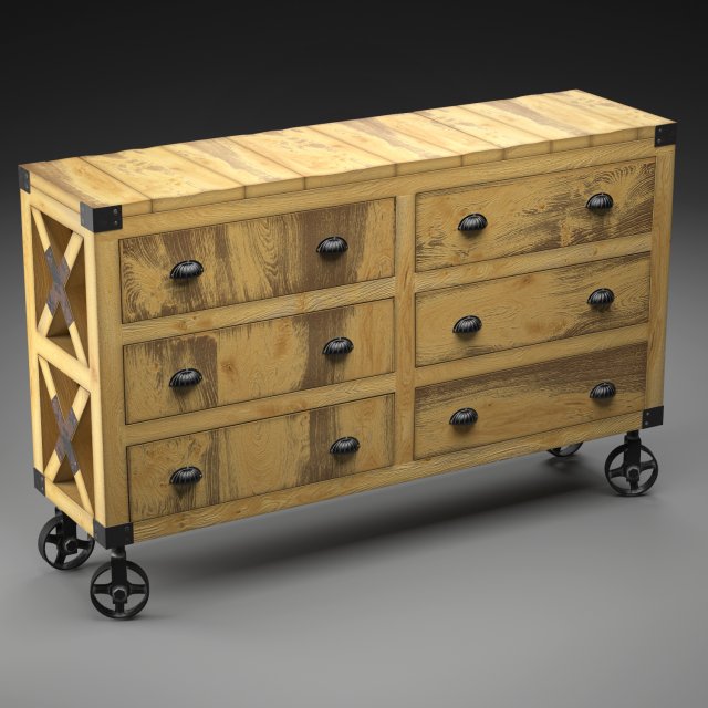 manufacture chest of drawers on wheels Modello 3D .c4d .max .obj .3ds .fbx .stl .blend 