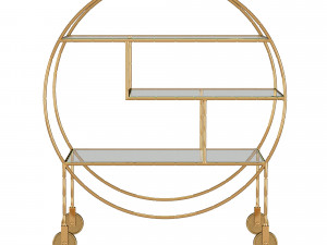 luxe round bamboo gold drinks trolley bar cart Modelo 3D