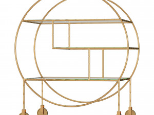 luxe round bamboo gold drinks trolley bar cart Modelo 3D