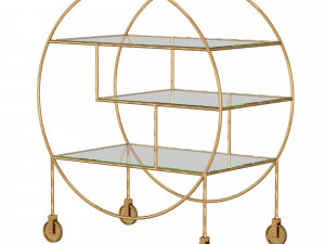 luxe round bamboo gold drinks trolley bar cart Modelo 3D