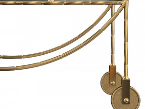luxe round bamboo gold drinks trolley bar cart Modelo 3D