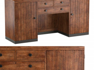 british colonial art deco sideboard 3D Model