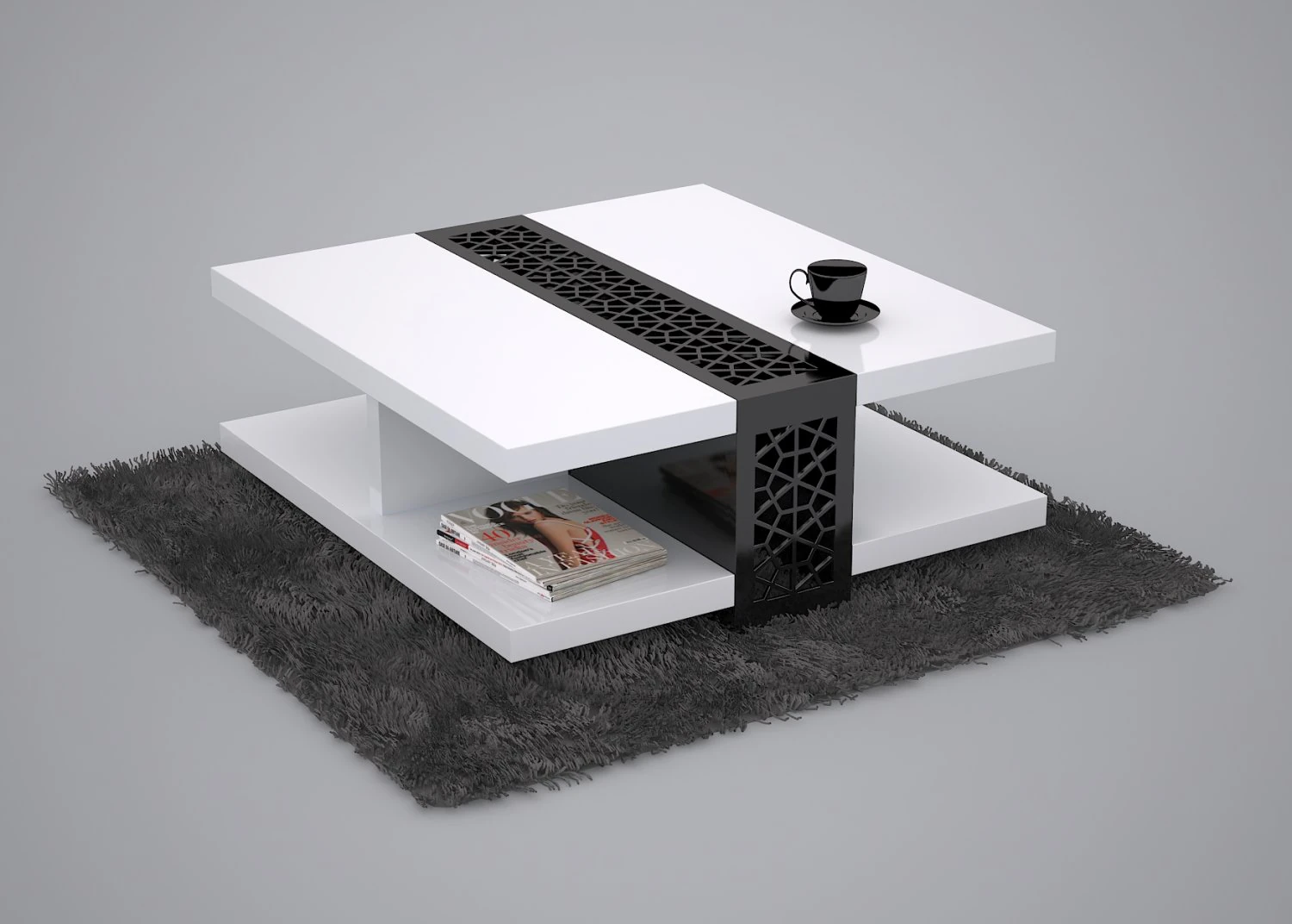 coffee table black and white 3D Model .c4d .max .obj .3ds .fbx .stl .blend 