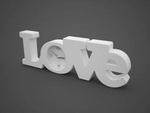 clock love and cups mustache lips 3D Модель