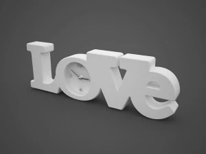 clock love and cups mustache lips 3D Model
