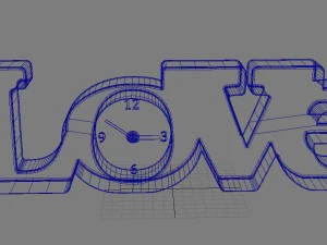 clock love and cups mustache lips 3D Model