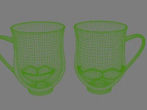 clock love and cups mustache lips 3D Model
