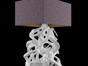 Astor Place par de lumin&aacute;rias de mesa brancas de madeira flutuante Modelo 3D