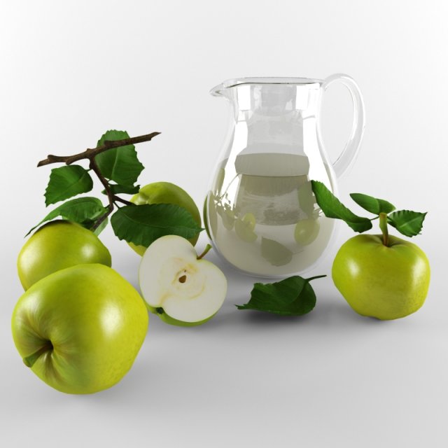 still life with apples 3D Model .c4d .max .obj .3ds .fbx .stl .blend 