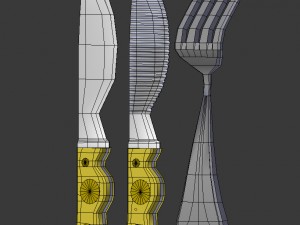 cartoon - fork - knife - toothed knife Modèle 3D