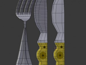 cartoon - fork - knife - toothed knife Modèle 3D